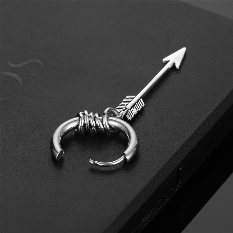 1 Pièce Hip Hop Flèche Placage Acier Au Titane Boucles D'oreilles display picture 3