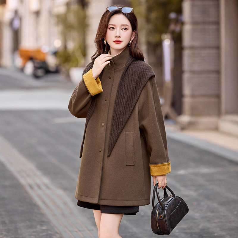 Designed Korean Woolen Outwear for Women, Autumn and Winter Knitted Knitwears, Slimming Look Mid-Length Wool Outwear, Warm Cardigan