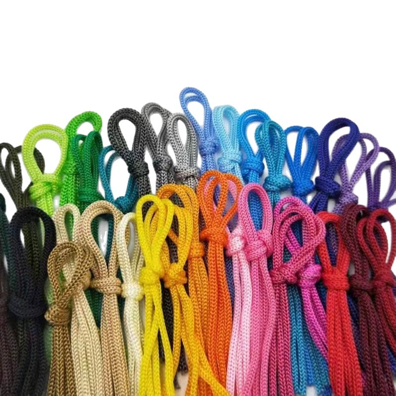 Pp cuerda de polipropileno punto de fábrica venta directa en color blanco y negro cuerda de nailon boca cordón hueco portátil cuerda tejida a mano