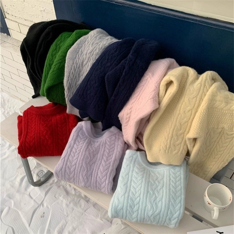 Cross-border Amazon women's sweater 新款麻花针织衫毛衣女装潮|undefined