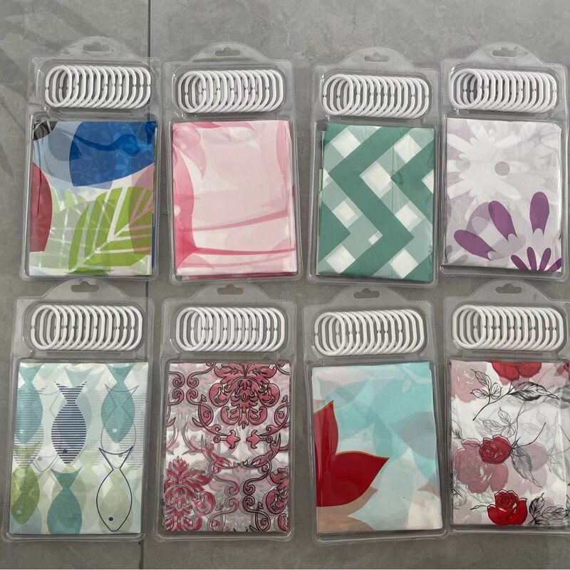 Yp Spot Wholesale Pe Printed Shower Curtain Comes with Shower Curtain Ring Set Waterproof and Convenient Disposable Curtain with Various Patterns Yp Spot Wholesale Pe Printed Shower Curtain Comes with Shower Curtain Ring Set Waterproof and Convenient Disposable Curtain with Various Patterns