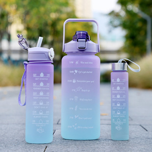 Cross-border large-capacity outdoor plastic cup girls fitness sports straw kettle students portable casual couple cup