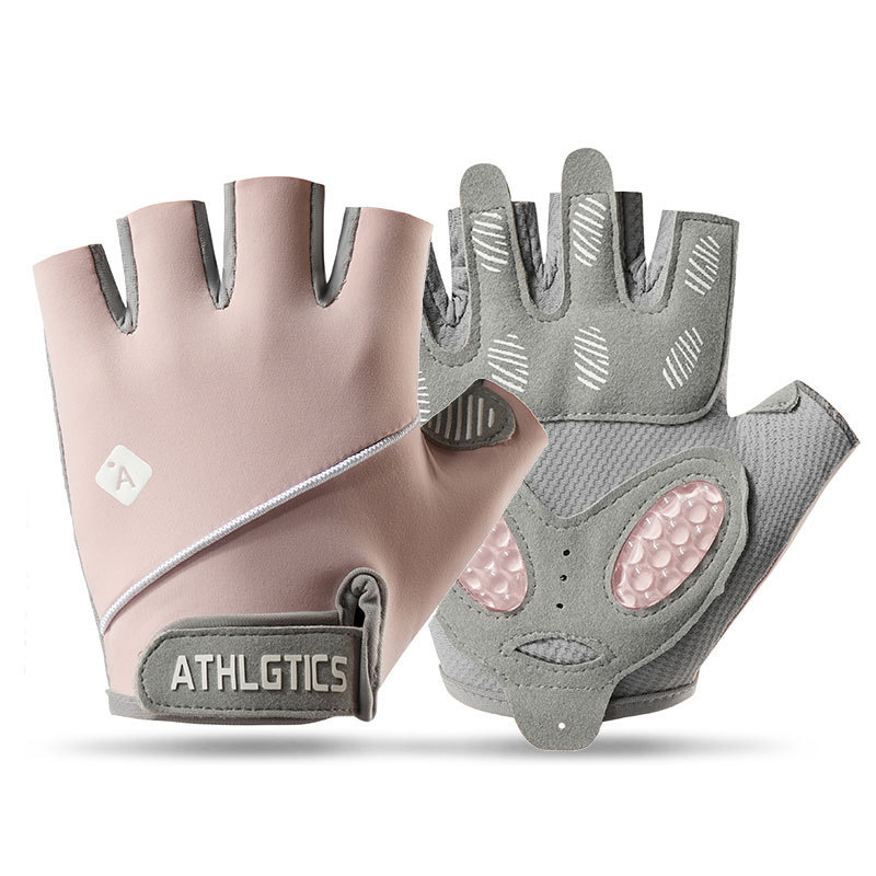 Guantes de gimnasio para hombres y mujeres para montar al aire libre respirado hielo antideslizante desgaste líquido de silicona guante de medio dedo deportivo