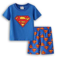 一件代发外贸儿童家居服男童睡衣钢铁侠超人蝙蝠侠短袖儿童套装