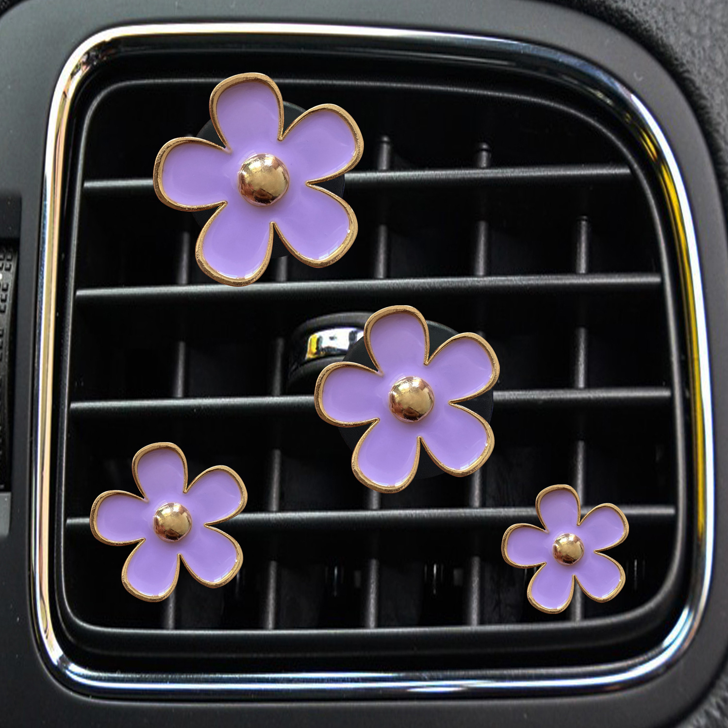 Little Chrysanthemum Car Perfume Joyas Aleación Little Daisy Flor de cinco pétalos Salida de aire del coche Perfume Decoración Clip