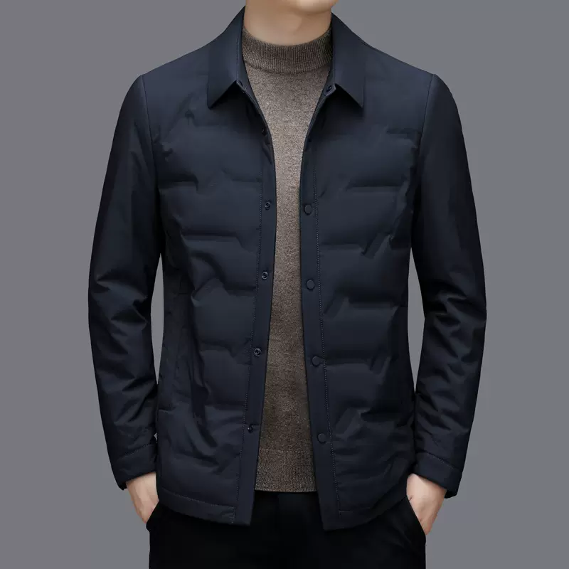 秋冬季保暖轻薄羽绒服男士商务休闲翻领中年爸爸装保暖冬装外套男