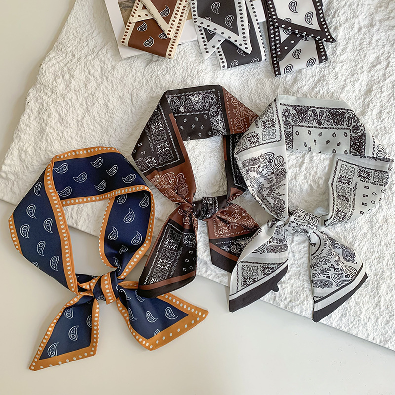 Bufanda de seda, tira larga, sentido de alta gama, nuevo estilo, viaje de primavera y verano, bolsa de atar para el cabello, cinta decorativa, correa para el cabello de moda multifuncional, atar el cabello