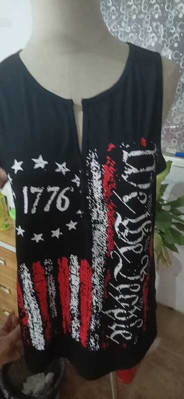 Spot Amazon Source Export Women's T-Shirt American Flag Independence Day July 4Th Fashion Short-Sleeved T-Shirt for Women