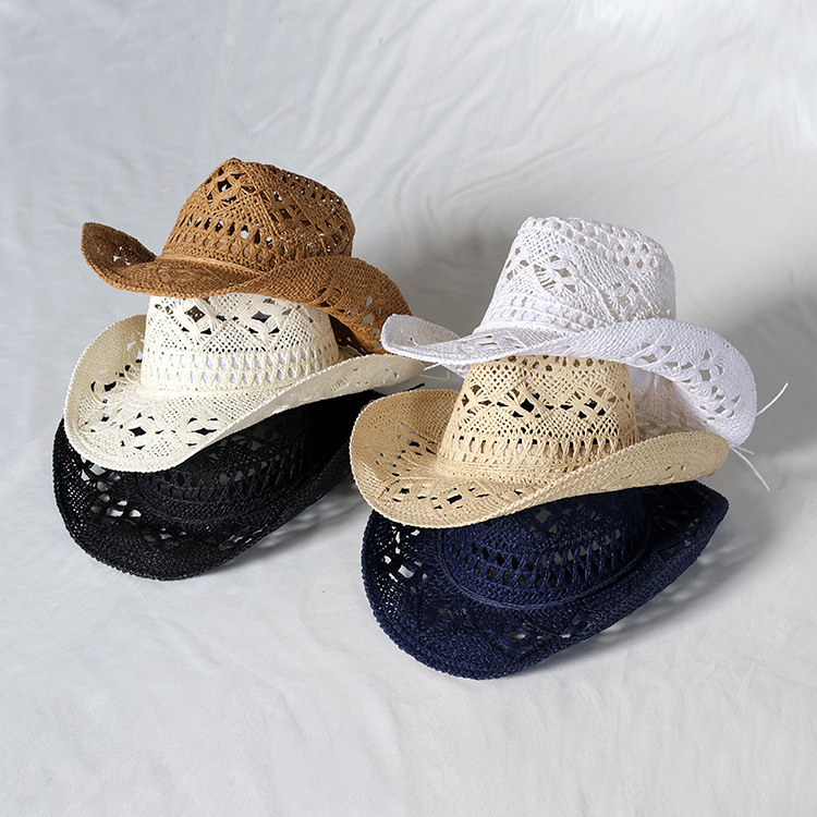 Outdoor Occasion Straw Material Unisex Simple Style Solid Color Hollow Out Crimping Straw Hat