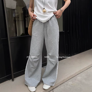JVV十三行2025春季新款松紧腰宽松直筒长裤百搭显瘦休闲裤女70307