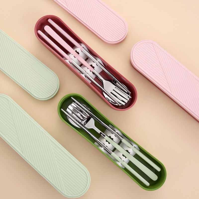 26-Year-Old New Model Portable Cutlery Set for Students and Office Workers, Outdoor Silent Buckle 304 Stainless Steel Fork, Chopsticks, and Spoon Three-Piece Set 26-Year-Old New Model Portable Cutlery Set for Students and Office Workers, Outdoor Silent Buckle 304 Stainless Steel Fork, Chopsticks, and Spoon Three-Piece Set