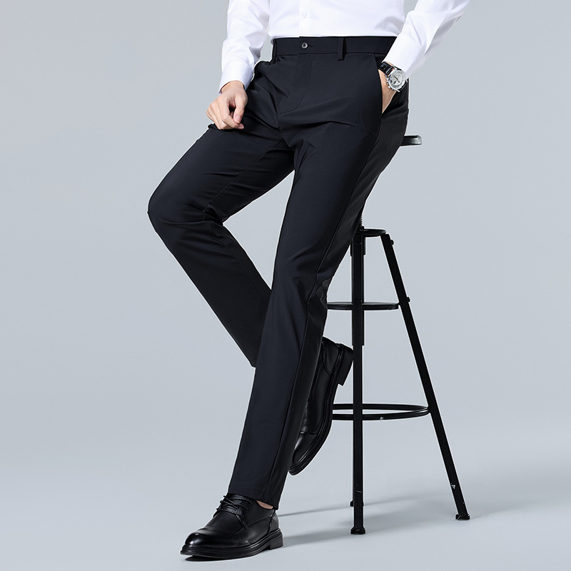 Hombres de verano de viaje pantalones casuales de hielo delgados pantalones elásticos de nueve puntos de alto nivel de negocios pantalones profesionales