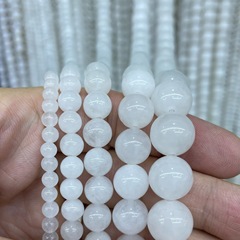 新疆和田昆仑白玉髓圆珠白玉散珠DIY饰品配件散珠批发饰品隔珠