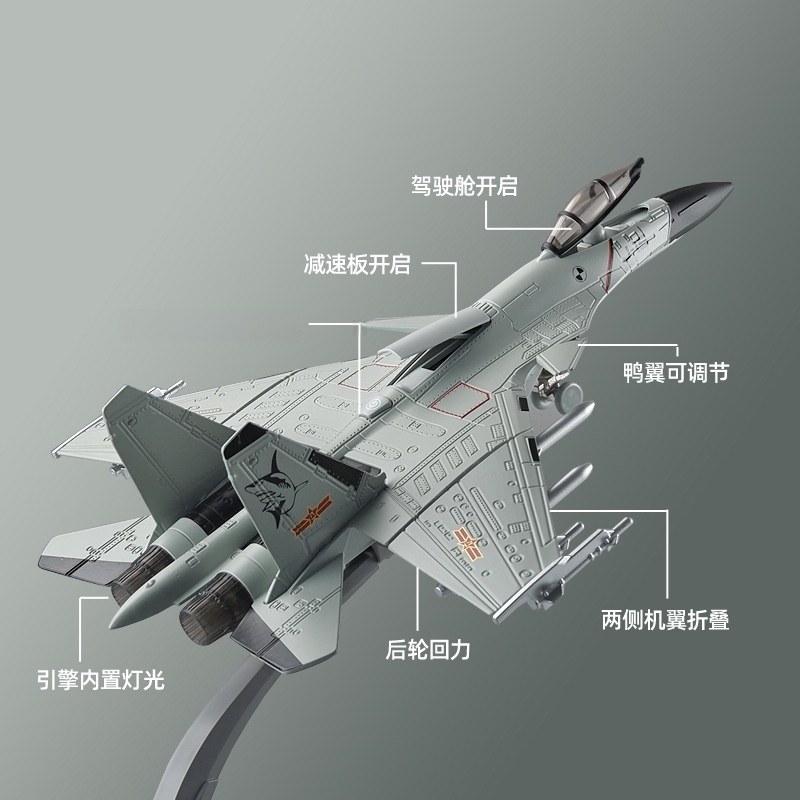 1:72 J-15 J-20 modelo de caza de aleación niño niño juguete simulación militar aerosol adornos de avión