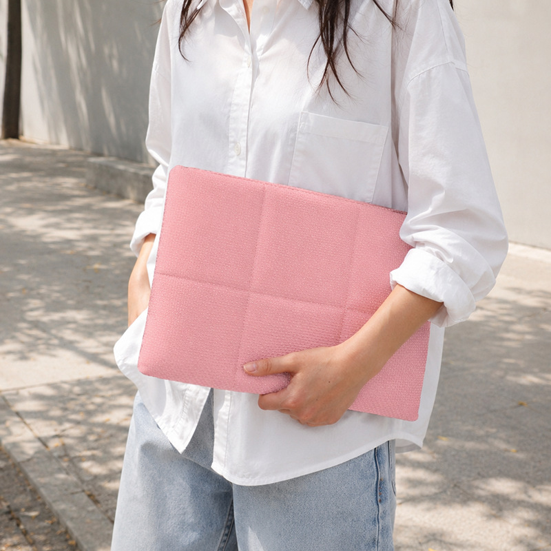 Fashionable women's trench coat fabric laptop bag, quilted tablet protective case, nylon waterproof notebook bag