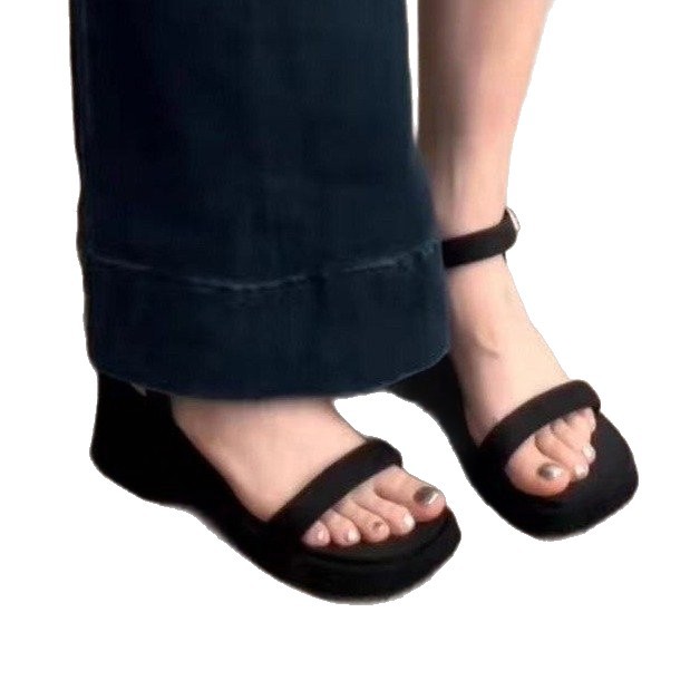 Sandalias Romanas con Tacón de Cuña para Mujer de Ante con Suela Gruesa