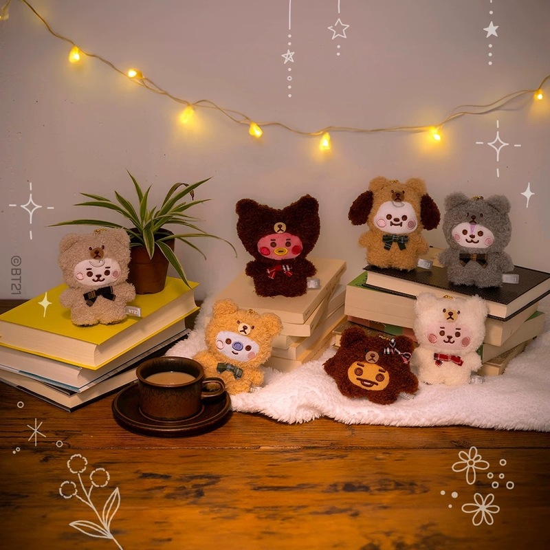 New Korean Bt21 Daily Limited Series Same Style Plaid Plush Pendant Cute Cartoon Doll Keychain Pendant