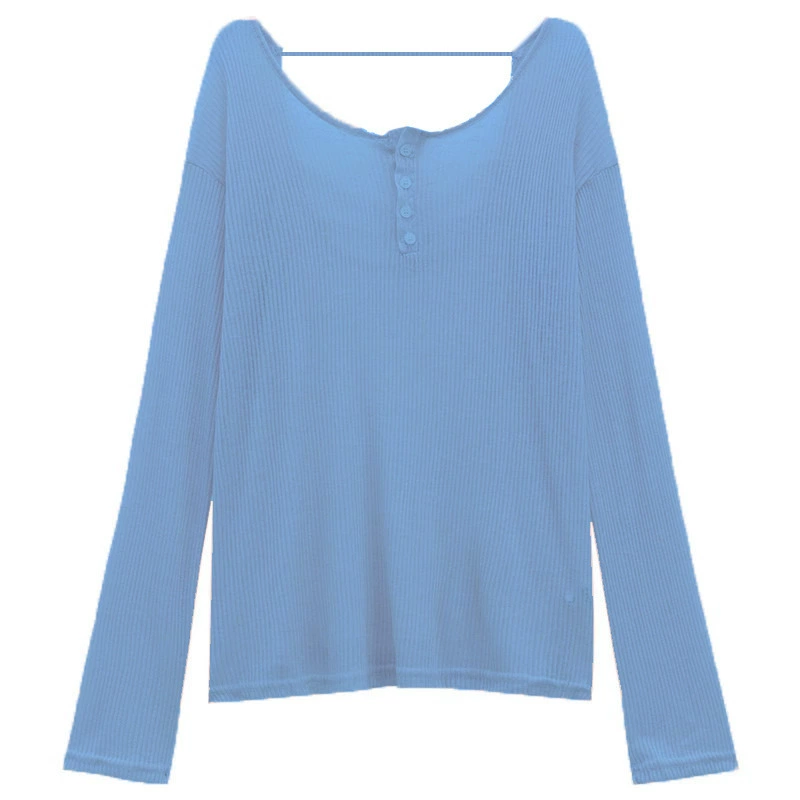 微与 ~Lanky style loose and slim-looking top pure backless pink sunscreen blouse women's lace-up blouse