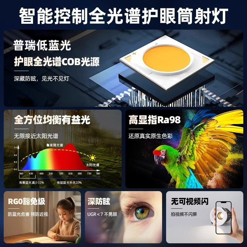 高端弧面智能led护眼射灯嵌入式家用蓝牙mesh2.0防眩光无边框筒灯|undefined