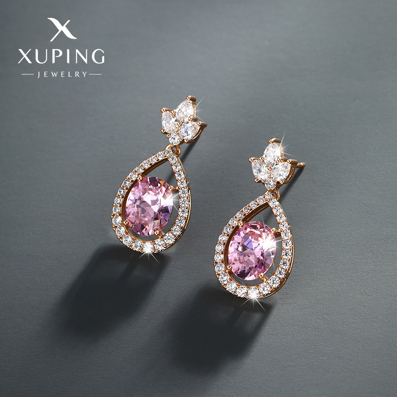 Joyería Xuping Luz de lujo pendientes de moda de las mujeres francés retro nicho gota de agua imitación color tesoro de alto grado exquisito pendientes