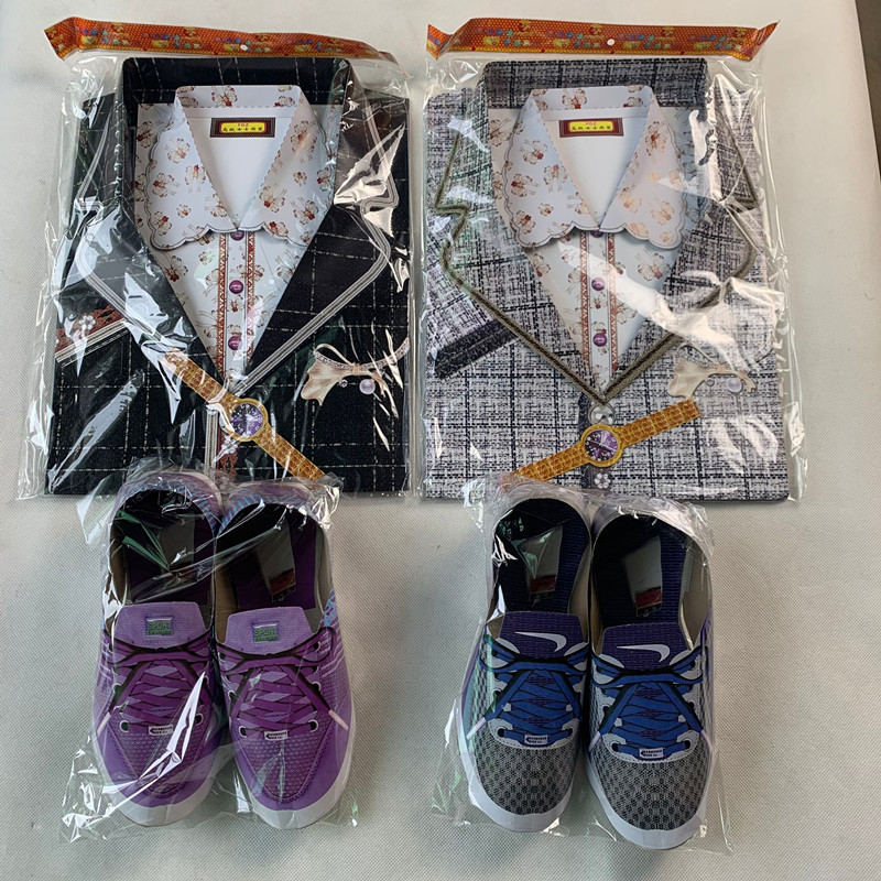 Wholesale handmade paper clothes full set of cold clothes ladies clothes shoes new set of graves to worship ancestors October 1 burning paper