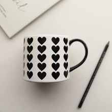 可爱黑白爱心陶瓷马克杯伴手礼礼物杯子高级感情侣水杯馬克杯批发