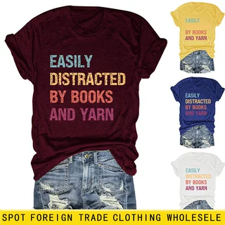 easily distracted by亚马逊ebay独立站休闲时尚女士圆领短袖T恤