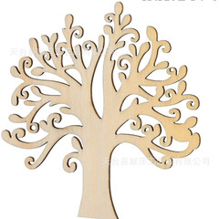 Wooden Christmas family tree gift ornaments, hollow wood chip ornaments, small pendants, foreign trade sources