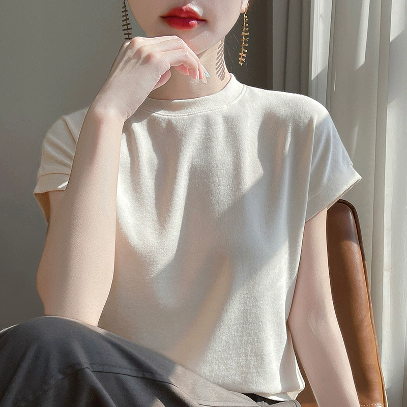 Весенний и летний новый классический хлопчатобумажный нижний свитер с круглым вырезом