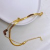 Ankle bracelet, brand lanyard holder, cute accessory, double-layer chain, Korean style, simple and elegant design, internet celebrity