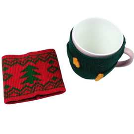 定 制各类毛线针织杯套 茶壶套陶瓷杯圣诞系列提花酒瓶套厂家批发