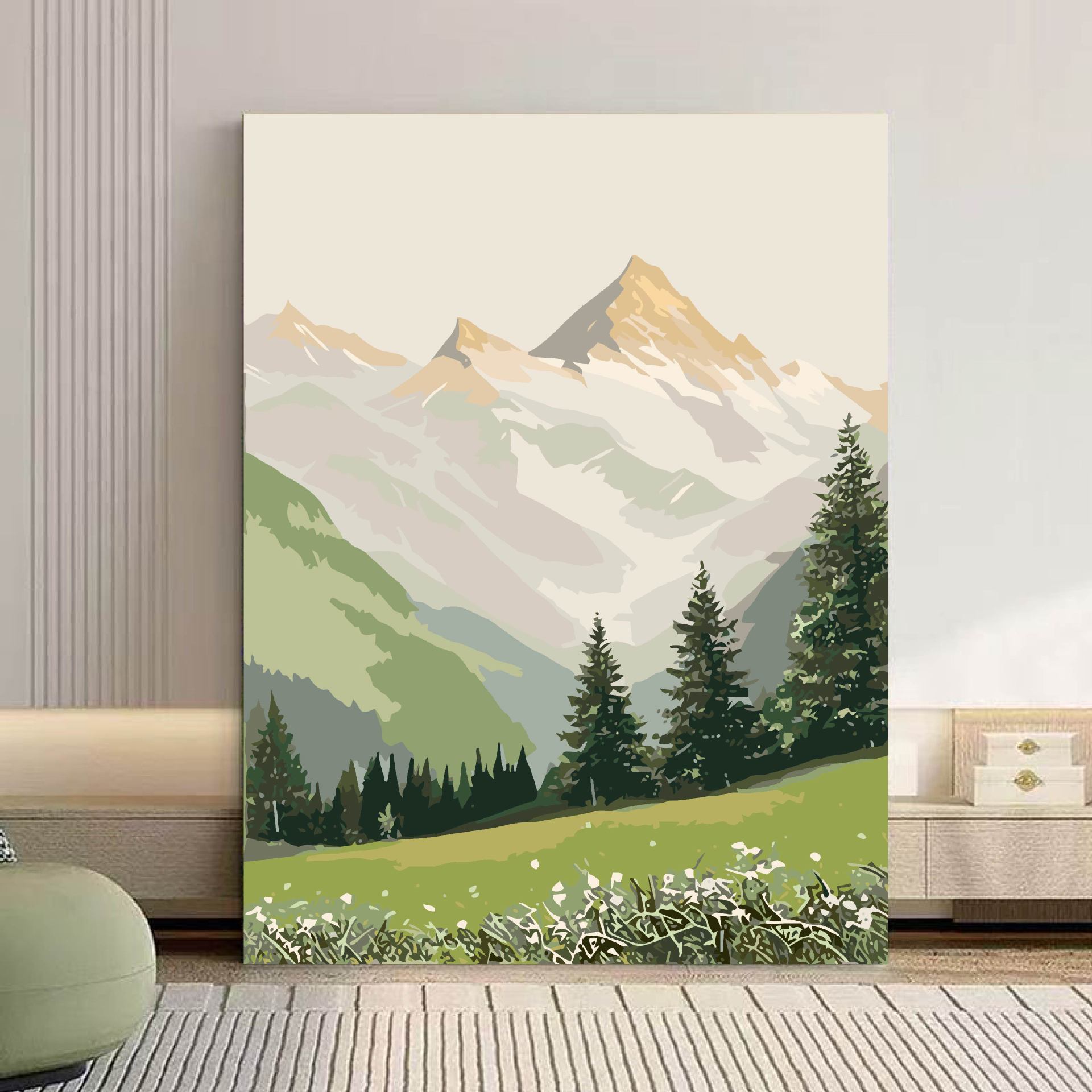 Sunshine Jinshan paisaje didiy pintura al óleo digital relleno de color sala de estar comedor de gran tamaño pintura a mano