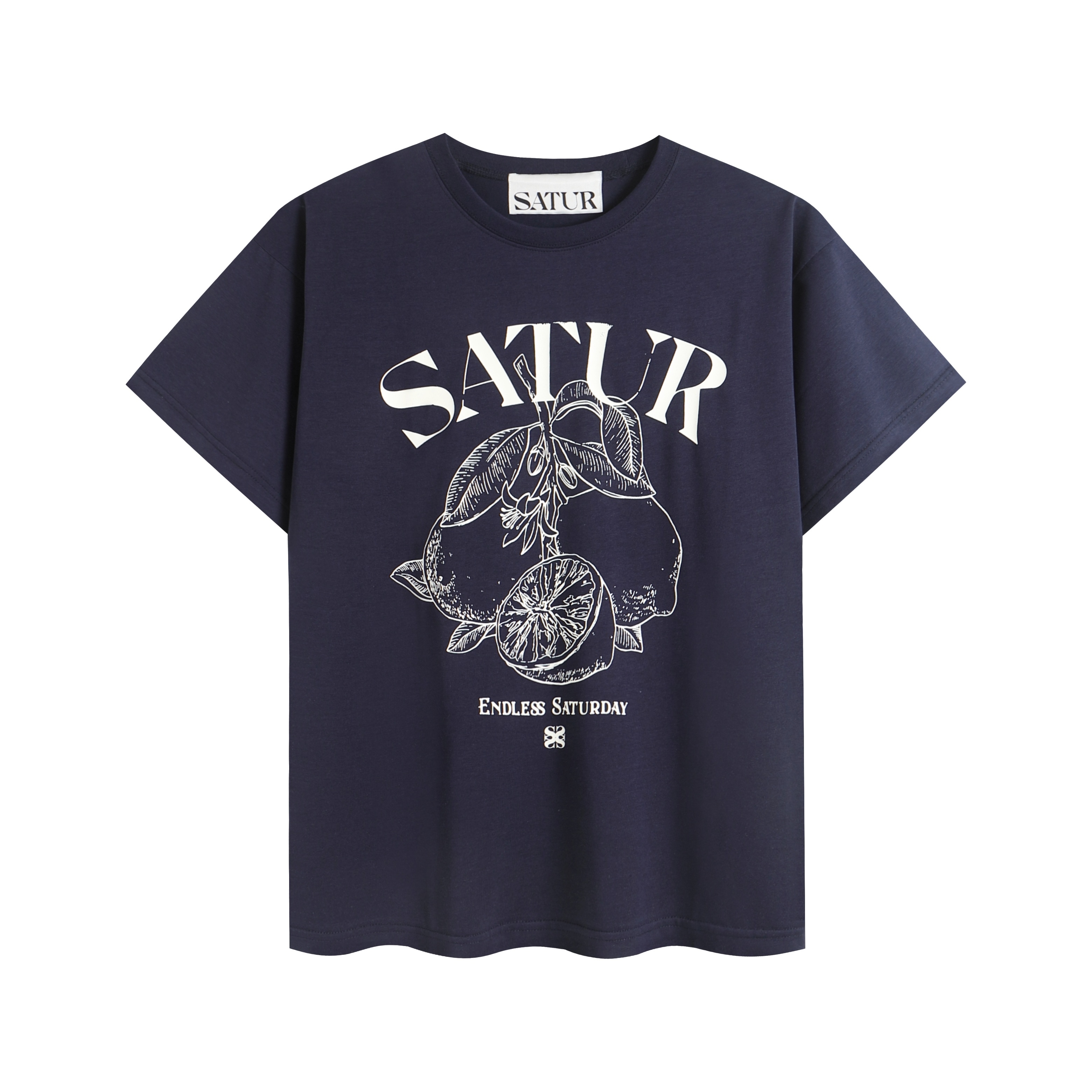 Satur lemon short sleeve navy blue