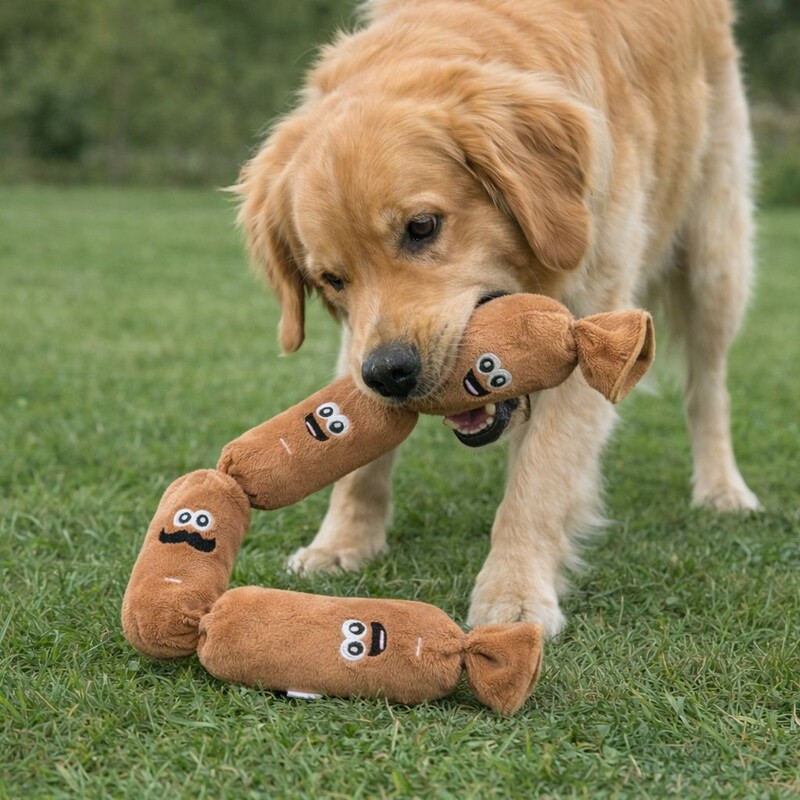 In-Stock Dog Toy with Sound When Pressed, Plush Four-Section Realistic Sausage Design, Companion Toy for Boredom Relief, Suitable for Small to Medium-Sized Dogs, Pet Toy for Wholesale