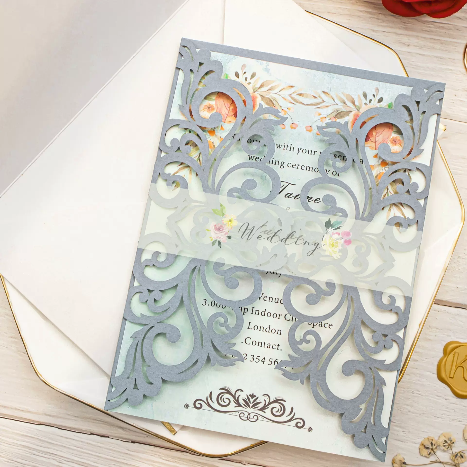 欧式激光镂空请柬卡片的定制