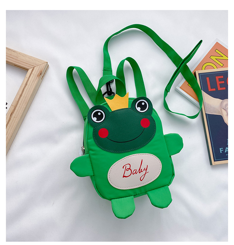 Kindergarten schoolbag for children, boys and girls, 1-3-5 years old, anti-wandering rope, cute frog, double-shoulder baby small backpack undefined