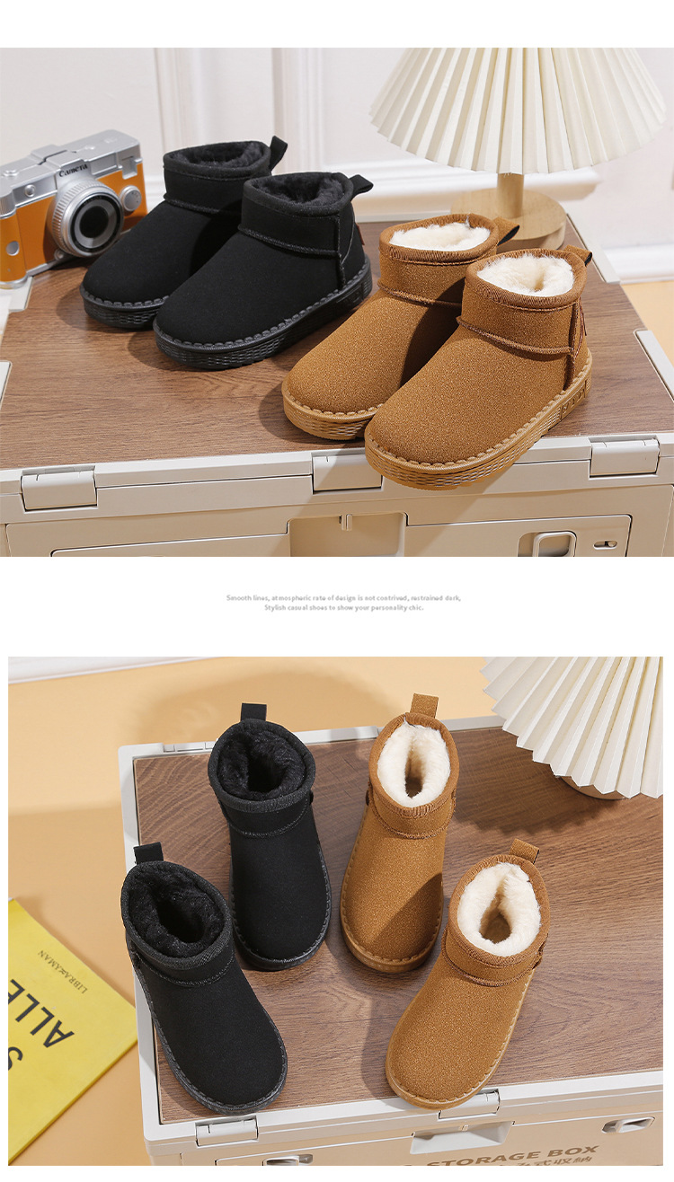 Botas de neve infantis para mulheres no outono e inverno de 2023, novo calor espesso e pelúcia para meninos de oito ou nove anos,_voghion.com