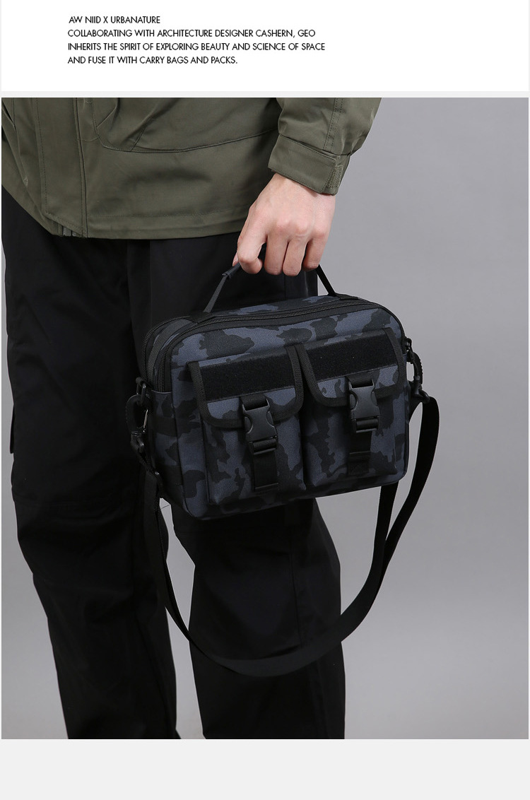 Single-shoulder bag, outdoor tactical multi-functional USB charging crossbody bag, military camouflage backpack, travel outdoor cycling bag undefined