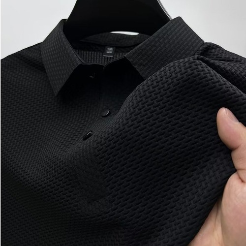 Foreign trade export ~ Lapel short-sleeved T-shirt for men, summer casual solid color polo shirt, slim and versatile collared polo top