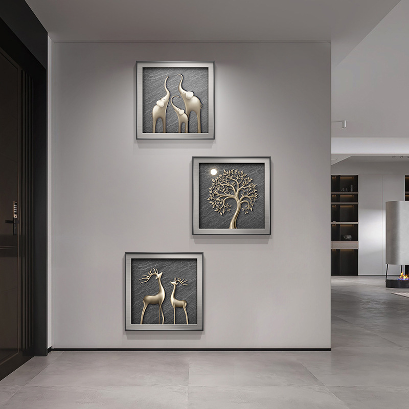 Pintura decorativa de alto nivel, pasillo de entrada de lujo moderno, pinturas murales combinadas, restaurantes tridimensionales, pinturas colgadas en la atmósfera