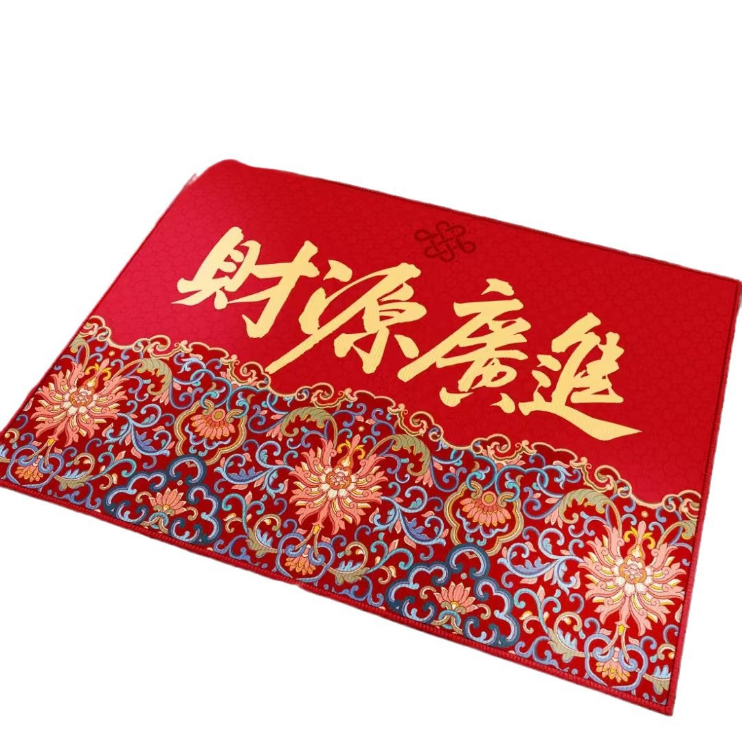 出入平安蛇年入户门地垫家用喜庆红门垫可水洗吸水耐脏水晶绒地毯