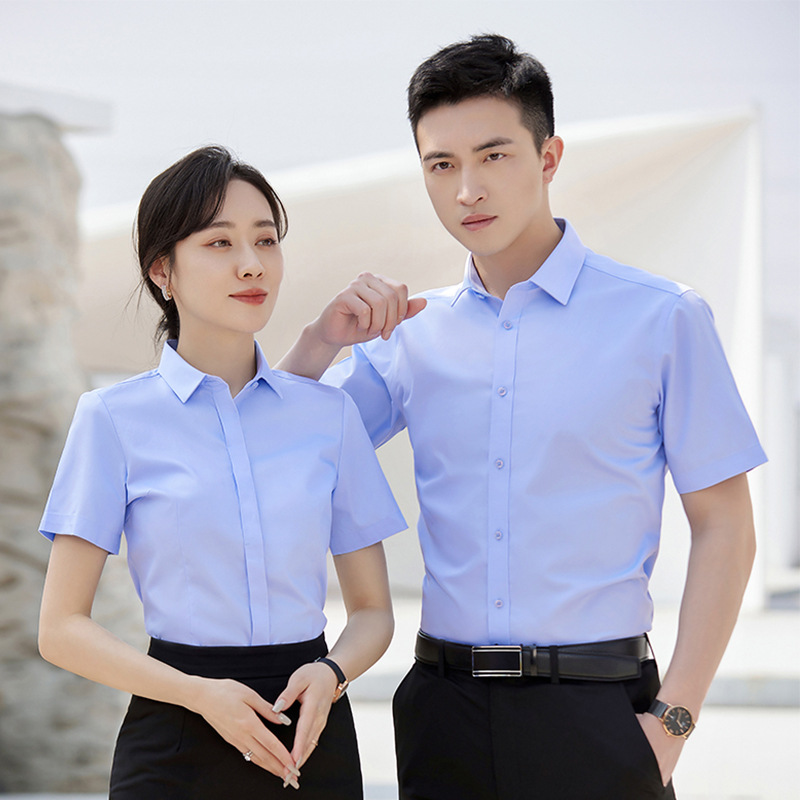 Camisa blanca de manga corta primavera y verano camisa de algodón ropa de trabajo herramientas de negocios ropa de hombre de alta calidad personalizada sin quemar