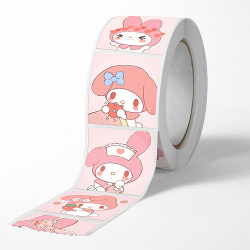 Cute cartoon Q cute Sanrio stickers Melody collection roll stickers mobile phone case decoration round stickers 500 sheets