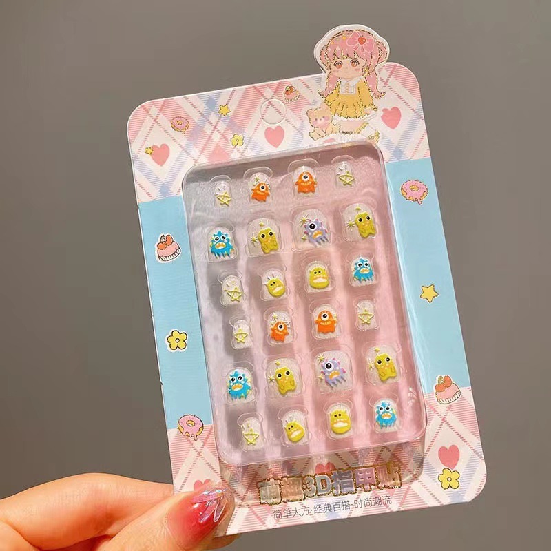 3D Niños Nail Stick Set Regalo de cumpleaños dibujos animados impermeables tridimensionales parches de manicuría autoadhesivos desmontables