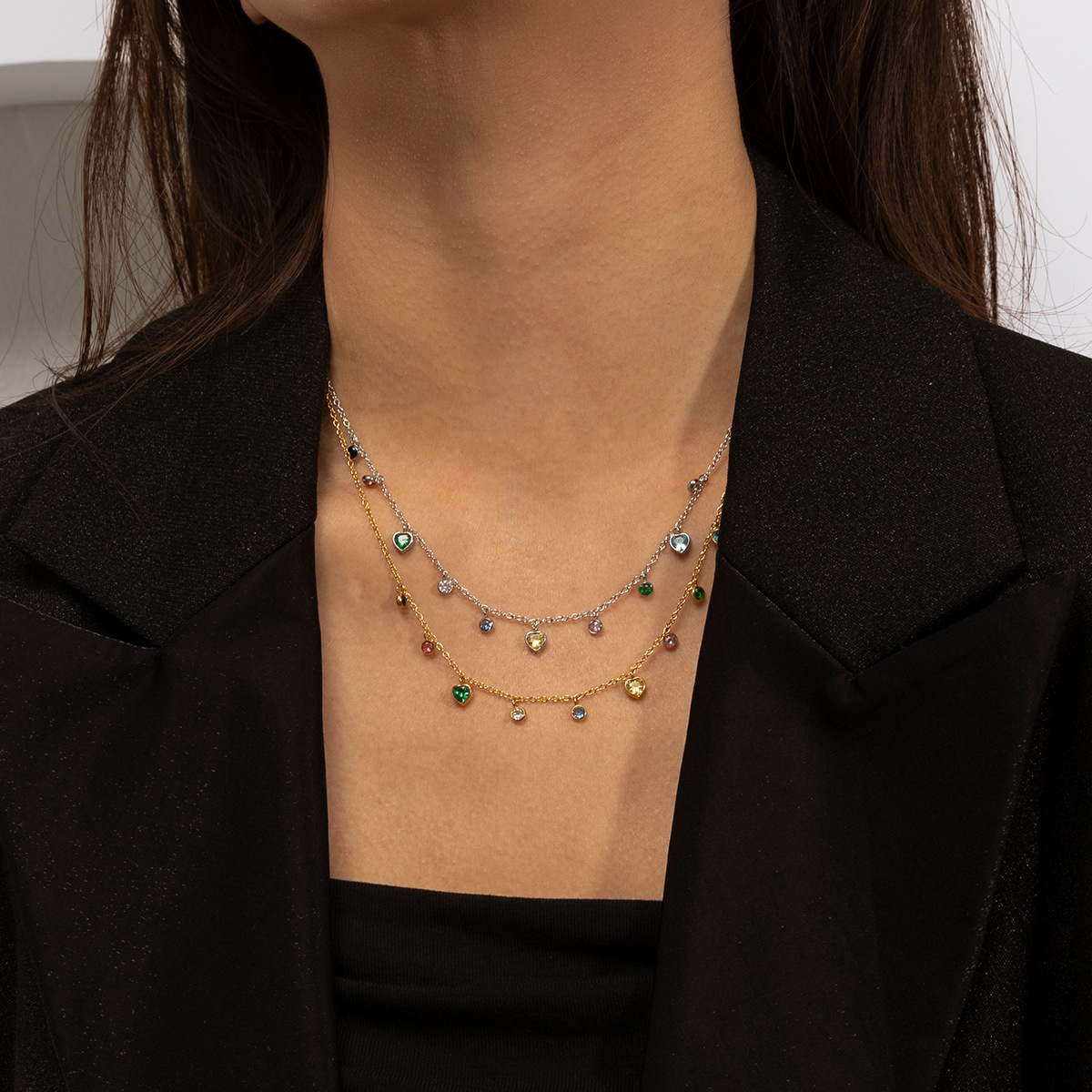 Collar de acero inoxidable de alta calidad ligero y lujoso, collar de oro y plata multicolor no se desvanece