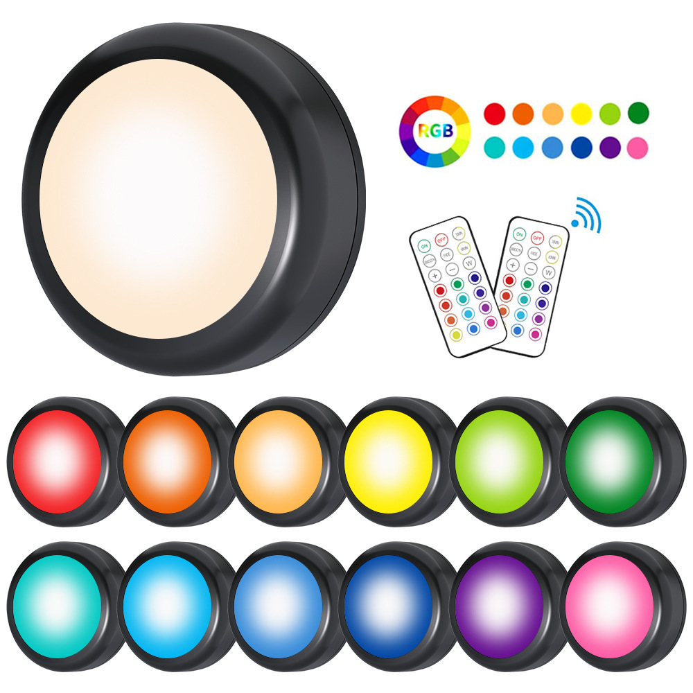 跨境电商无线遥控定时冰球灯七彩橱柜酒柜照明节日氛围按压签到