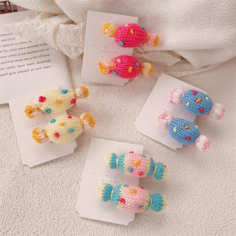 Corazón de la niña de color punto dulce broche de cabello lindo otoño invierno color lateral broche broche broche toque de cabello