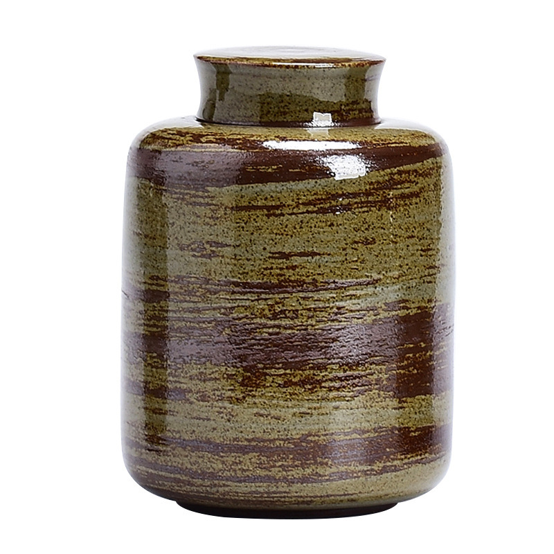 Té de cerámica gruesa, tanque de almacenamiento de cerámica retrógrada, tanque de almacenamiento de cerámica a prueba de humedad doméstica, té verde blanco grande Pu 'er