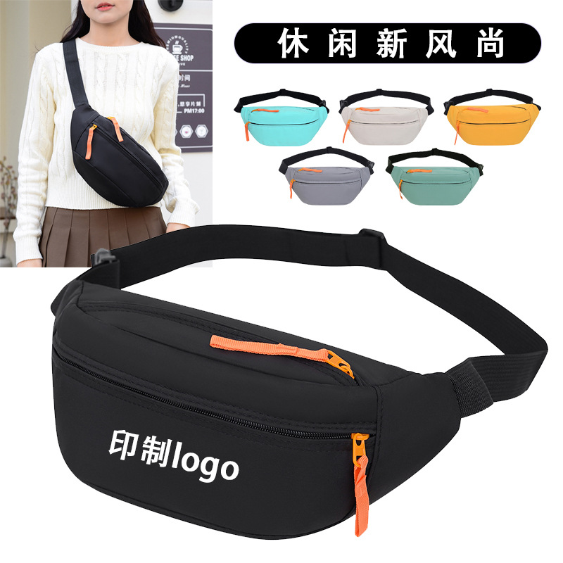 Cross-border LOGO Simple Waist Bag Trendy Brand Hot-selling Casual Chest Bag Sports Riding Shoulder Bag Mobile Phone Running Crossbody Bag