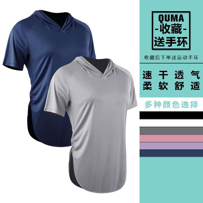 Deportes de las mujeres con capucha cintura de manga corta ropa de protección solar de secado rápido para adelgazar correr baloncesto yoga ropa de entrenamiento casual image 4